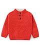 Babyhug Knitted Full Sleeves Pullover Cable Knit Henley Sweater - Red