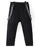 Babyhug Cotton Lycra Full Length Pants with Suspenders - Black