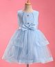 Mark & Mia  Sleeveless Party  Frock with Beads & Floral Embroidery Detailing with Bow Applique - Sky Blue