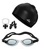 Paper Moon Swimming Goggles with Silicone Cap, Ear and Nose Plugs Swimming Kit for Kids - Color May Vary