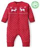 Babyhug Cotton Sweater Knit Full Sleeves Winter Wear Romper with Reindeer Design - Red