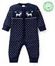 Babyhug Knitted Full Sleeves Winter Wear Romper With Christmas Theme -Navy Blue
