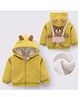 Kookie Kids Full Sleeves Hooded Sweatjacket Teddy Bear Applique At Back - Yellow