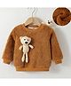 Kookie Kids Full Sleeves Sweatshirt With Teddy Bear Applique - Brown