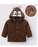 Kookie Kids Full Sleeves Solid Color Hooded Jacket With Bunny Ears Applique - Brown