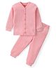 Babyhug Full Sleeves Solid Front Open Vest & Leggings Set - Pink