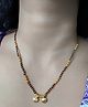 Digital Dress Room Maharashtrian Style Simple Gold Short Mangalsutra Vati Designs Gold And Black Beads Chain (18 Inches)