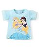 Babyhug Disney Cotton Knit Half Sleeves Top with Disney Princess Graphics - Blue