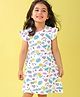 Babyhug Cotton Knit Cap Sleeve Nighty With Fruit Print - White