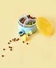 Mi Arcus Spin Snack Container with 3 Compartments Feeding Bowl - Yellow & Blue, Suitable for Ages 6 Months+