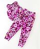 Tiara Sleeveless Floral Printed Coordinating Top & Pant Set - Purple