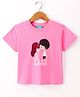 Tiara Half Sleeves Best Buddies Text Printed Tee - Pink