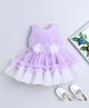 Many frocks & Sleeveless Pleated Bodice & Flower Applique Detailed Fit & Flared Dress - Purple