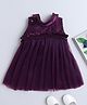 Many frocks &  Sleevless Flower Applique Detailed Pleated Dress - Purple