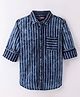 INFINITY Cotton Woven Full Sleeves Striped Shirt - Navy Blue