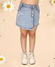Cutecumber Rainbow Patch Detailed  Warp Style Shorts - Blue