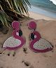 Priaansha Creations Pink beaded Famingo Earrings