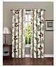 RRC Microfiber Cotton Floral Design Long Door Curtains  Set of 2 Curtains  Cream