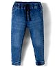 Bonfino Cotton Woven Full Length Washed Denim Jogger - Navy Blue