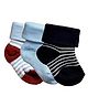 NEXT2SKIN Pack Of 3 Striped Soft Cotton Socks - Brown Light Blue & Black