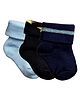 NEXT2SKIN Pack Of 3 Striped & Solid Soft Cotton Socks - Blue & Black