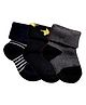 NEXT2SKIN Pack Of 3 Striped & Solid Soft Cotton Socks - Black & Grey