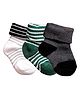 NEXT2SKIN Pack Of 3 Striped Soft Cotton Socks - White Green & Charcoal Grey