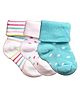 NEXT2SKIN Pack Of 3 Polka Dots & Striped Detailed Soft Cotton Socks - White & Sky Blue