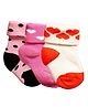 NEXT2SKIN Pack Of 3 Polka Dots & Hearts Detailed Soft Cotton Socks - Light Pink Deep Pink & Cream