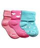 NEXT2SKIN Pack Of 3 Polka Dots & Hearts Detailed Soft Cotton Socks - Peachy Pink Deep Pink: & Sky Blue