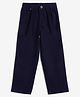 Campana Cotton Lycra Mid Rise Solid Trousers - Navy Blue