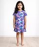 Anthrilo 100% Organic Cotton Half Sleeves Unicorn Printed Dress - Purple