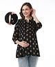 Bella Mama Woven Three Fourth Sleeves Maternity Top with Floral Print   - Black
