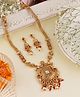 Mansiyaorange Antique Gold Floral Design Red Kempu Stone Long Jewellery Sets For Women
