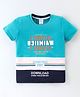 Taeko Single Jersey Half Sleeves T-Shirt Focus Print - Teal Blue