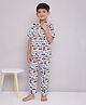 KID1 Poplin Woven Half Sleeves Skateboard Printed Coordinating Night Suit Set - White