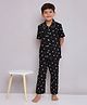 KID1 Poplin Woven Half Sleeves Abstract Printed Coordinating Night Suit Set - Black
