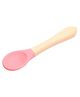 THE LITTLE LOOKERS Silicone Spoon with Bamboo Handle, BPA Free Feeding Spoons for Baby/Kids/Toddlers - Pink (Pack of 1)