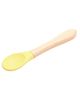THE LITTLE LOOKERS Silicone Spoon with Bamboo Handle, BPA Free Feeding Spoons for Baby/Kids/Toddlers - Yellow (Pack of 1)