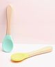 THE LITTLE LOOKERS Silicone Spoon with Bamboo Handle, BPA Free Feeding Spoons for Baby/Kids/Toddlers - Green & Yellow (Pack of 2)