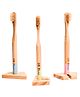 THE LITTLE LOOKERS Natural Bamboo Baby Toothbrush with Sensitive Gentle Soft Bristles for Babies/Kids/Toddlers - Multicolor (Pack of 3)