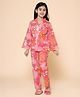 Piccolo Cotton Woven Full Sleeves  Floral Printed Night Suit - Pink