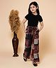 Piccolo Half Sleeves Solid Tee With Abstract Printed Pant - Black