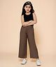 Piccolo Sleeveless Solid Tee & Pant  Set - Brown & Black