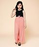 Piccolo Sleeveless Solid  Tee With Accordion Pleated Palazzo - Peach