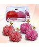 Majestique Twin Bath Shower Mesh Loofah, Soft Body Wash Sponge Pack of 4 - Color May Vary
