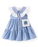 Babyhug Cotton Chambray Woven Sleeveless Solid Frock with Purse - Blue