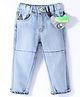 Little Kangaroos Denim Full Length Washed Jeans With Bag - Light Blue