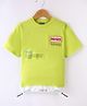 Little Kangaroos 100% Cotton Woven Half Sleeves T-Shirt With Text Print - Neon Green