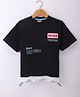 Little Kangaroos 100% Cotton Woven Half Sleeves T-Shirt Text Print - Black